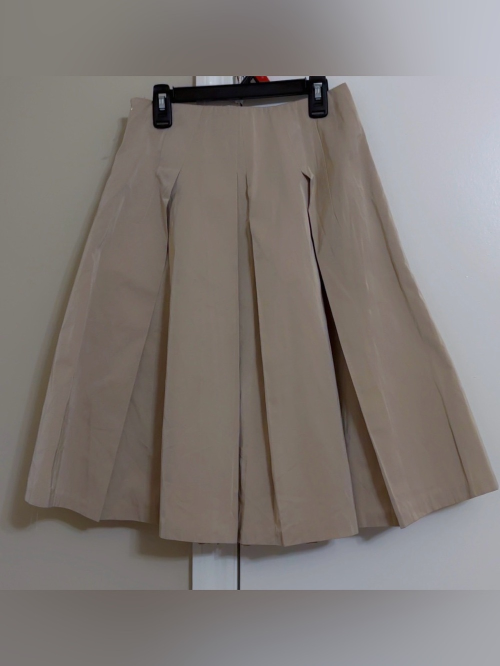Zara Beige A-Line Pleated Midi Skirt